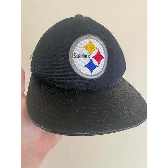 Rare Pro Standard Pittsburgh Steelers NFL Logo Strapback Hat croc leather bill